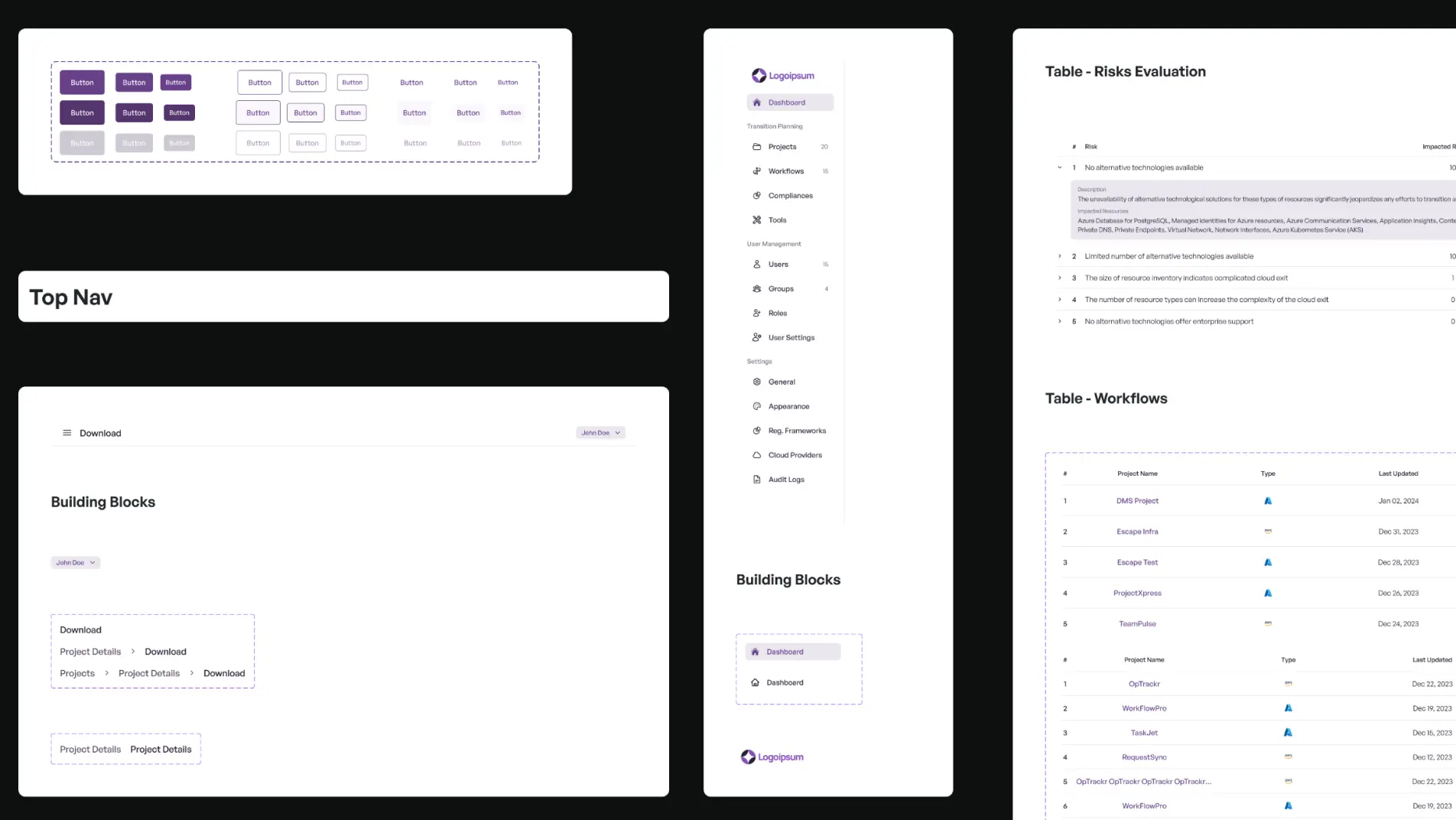 Design system components and specifications